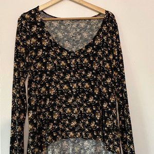 American Eagle Soft & Sexy Floral Slub Tee